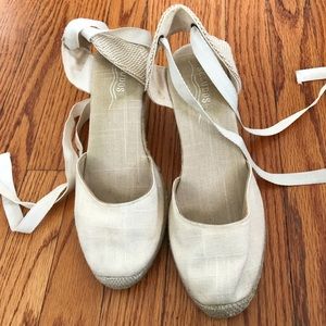 Soludos cream colored, tie espadrilles